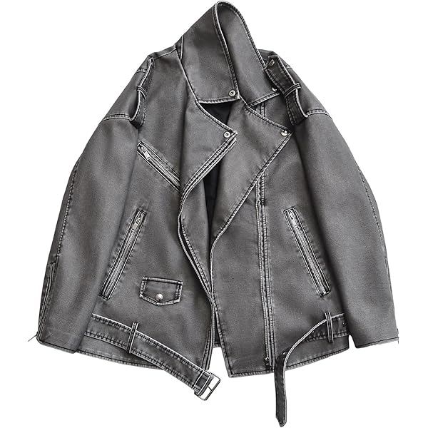 Flixxo Y2K Faux Leather Jacket Women Dark Academia Oversized